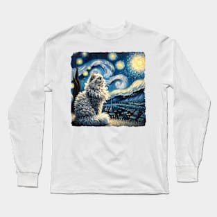 Selkirk Rex Starry Night Inspired - Artistic Cat Long Sleeve T-Shirt